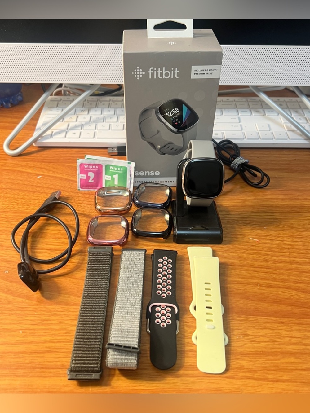 Fitbit Sense Watch, Charger, Faceplate and bands